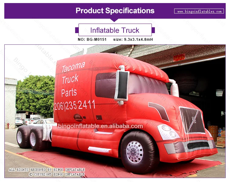 Hot selling inflatable truck / 9.3x3.1x4.8m Red truck inflatable vehicle advertise truck toy