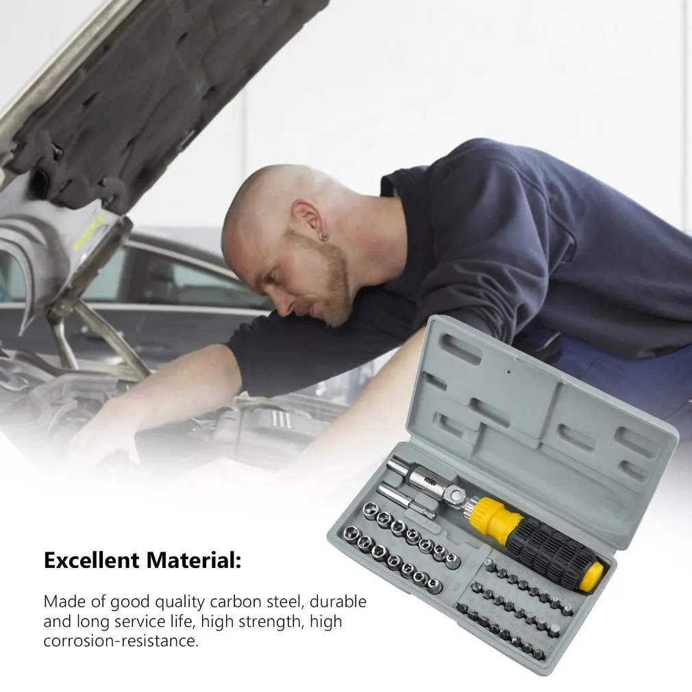 41Pcs Ratchet Set Multi-Function Household Hardware Tool Repair Assembly Socket Screwdriver Widely Application