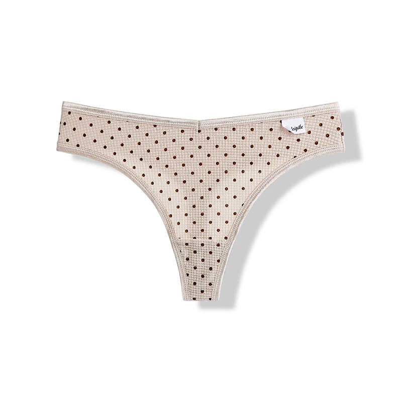 3 Pcs Underwear For Woman Lady T-back Panties Sports Female Thongs Cotton Dot Print Lingerie Tanga Women's Intimates BANNIROU