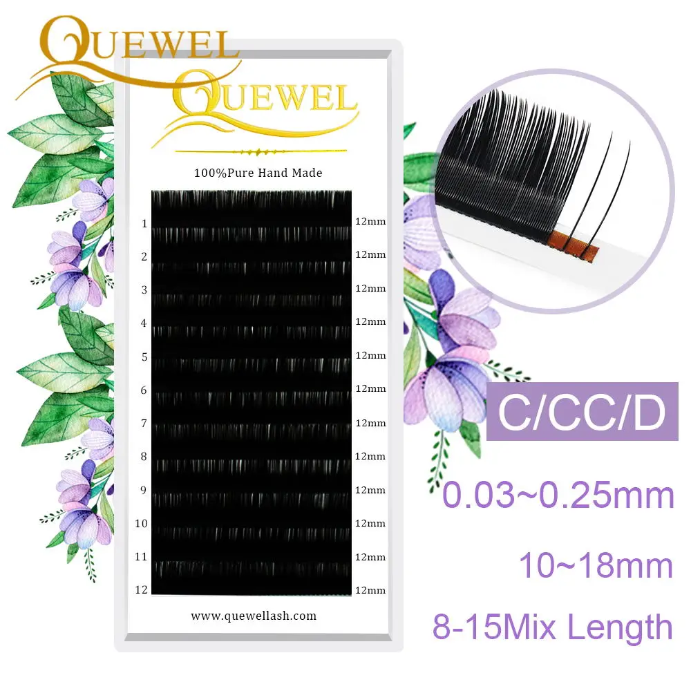

Quewel Lashes Extension Silk Fiber 12 Lines/Tray Wholesale Single Eyelash Extension Eyelashes Personality Eyelashes LM