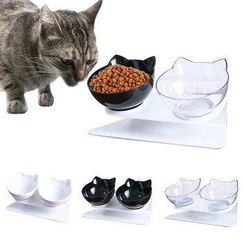

Hot sale Dogs Feeders Cat Feeding Bowl Cat Bowls With Raised Stand For Cats Double Bowl Cats Food Bowls Water Bowls Pet Supplies