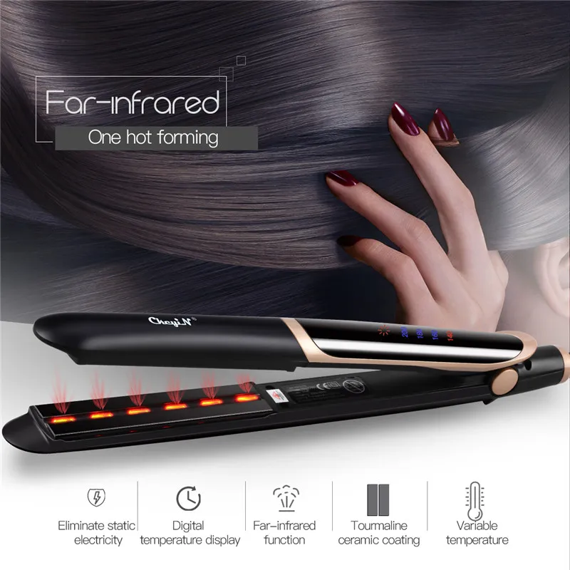 

2 in 1 Tourmaline Ceramic Far-Infrared Hair Straightener Curler Curling Straightening Wide Plate Flat Iron Styling Tools 33
