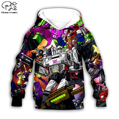 Детская одежда для малышей Autobots толстовки с капюшоном на молнии с 3D-принтом робота/топ с длинными рукавами и рисунком для мальчиков, стильные штаны-6 - Цвет: Бежевый
