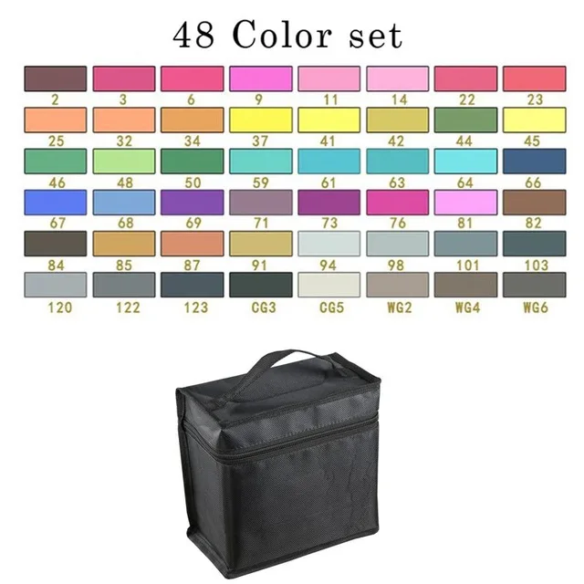 48 Color with a bag Улучшенный художественный маркер спиртовые маркеры двуглавый маркер ручка комплект, принадлежности для живописи красочные водонепроницаемые ручки кисти ручка чертежные маркеры - Цвет: 48 Color with a bag