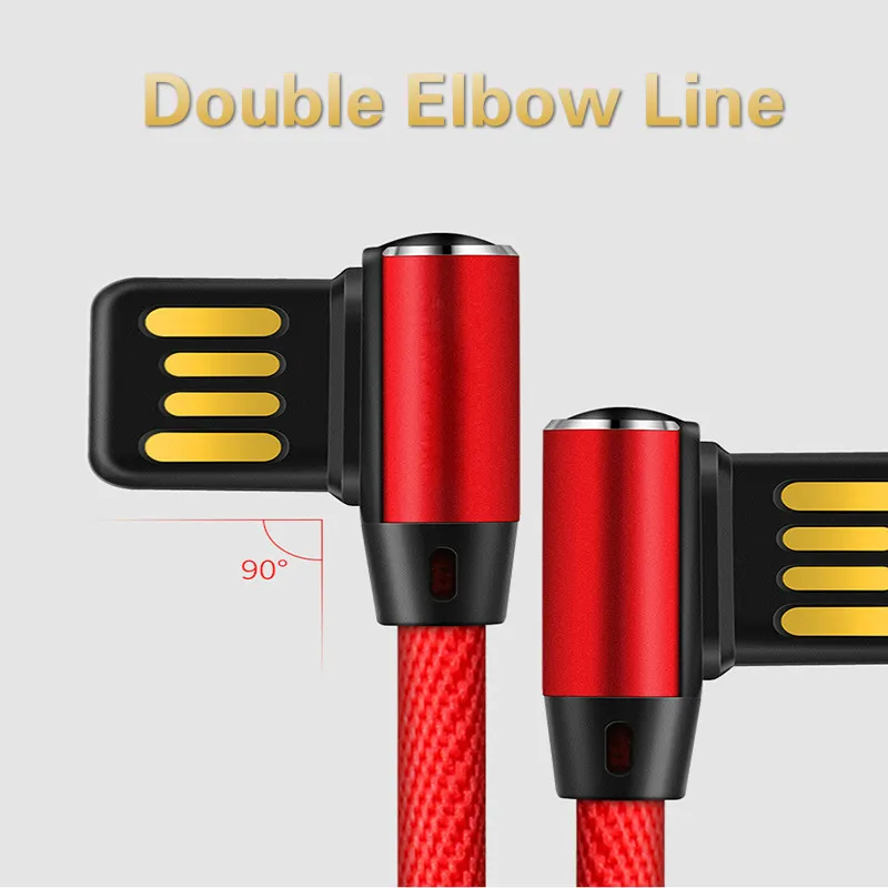 Зарядный кабель для зарядки Micro USB Type C с двойным локоть 90 градусов usb-кабель iPhone 11 XS