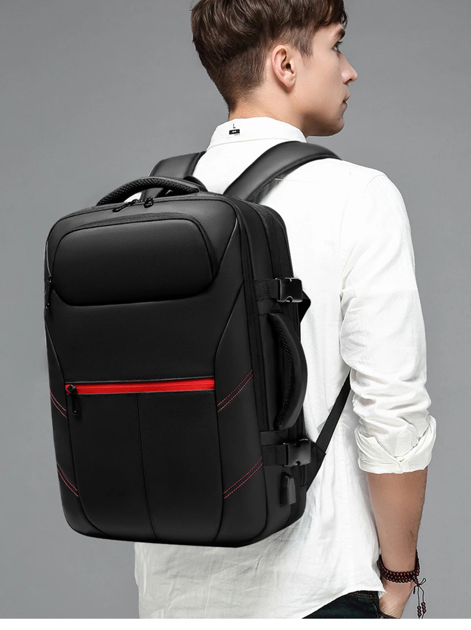 men's pvc waterproof usb charging male laptop casual travel bag