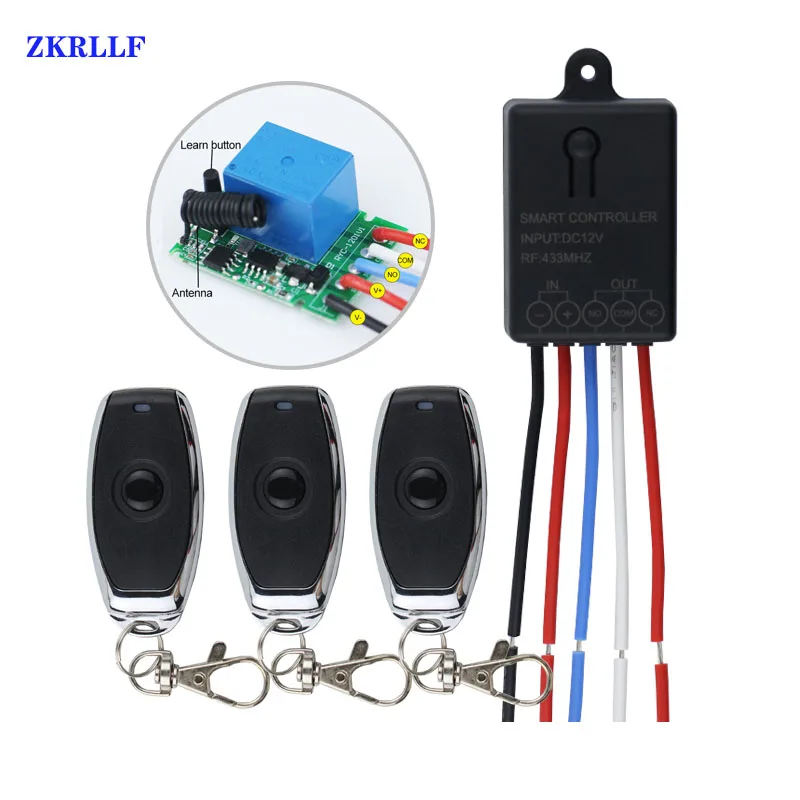 Wireless 12V 433Mhz Receiver Module+RF Wall Panel Transmitter Home Light Switch 