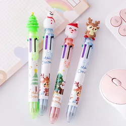 Bolígrafo retráctil de 6 colores para escuela y oficina, bonito árbol de Papá Noel de Navidad, 4 unids/lote, regalo