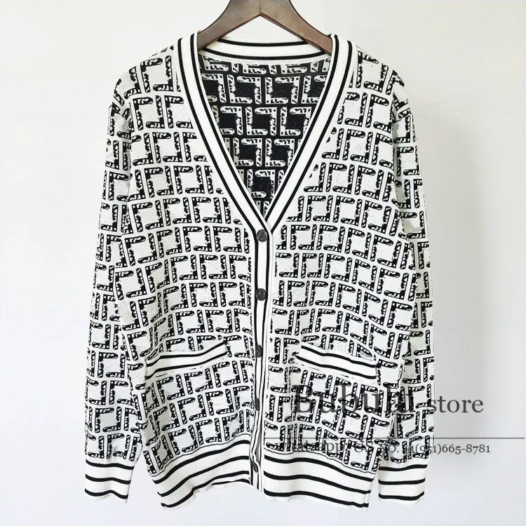 

Luxury designer high end fall 2020 sweaters Cardigan women clothing letter Jacquard V neck Knitted long sleeve sweater cardigans