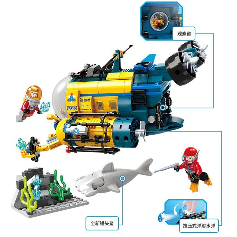 ENLIGHTEN-Diving-Spar-shark-Mining-Drilling-Machine-Submarine-Building-Blocks-Sets-Bricks-Model-Kid-Toy-Compatible (2)