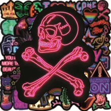 

50PCS Cartoon Neon Light Graffiti Stickers Car Guitar Motorcycle Luggage Suitcase DIY Classic Toy Decal Sticker for Kid