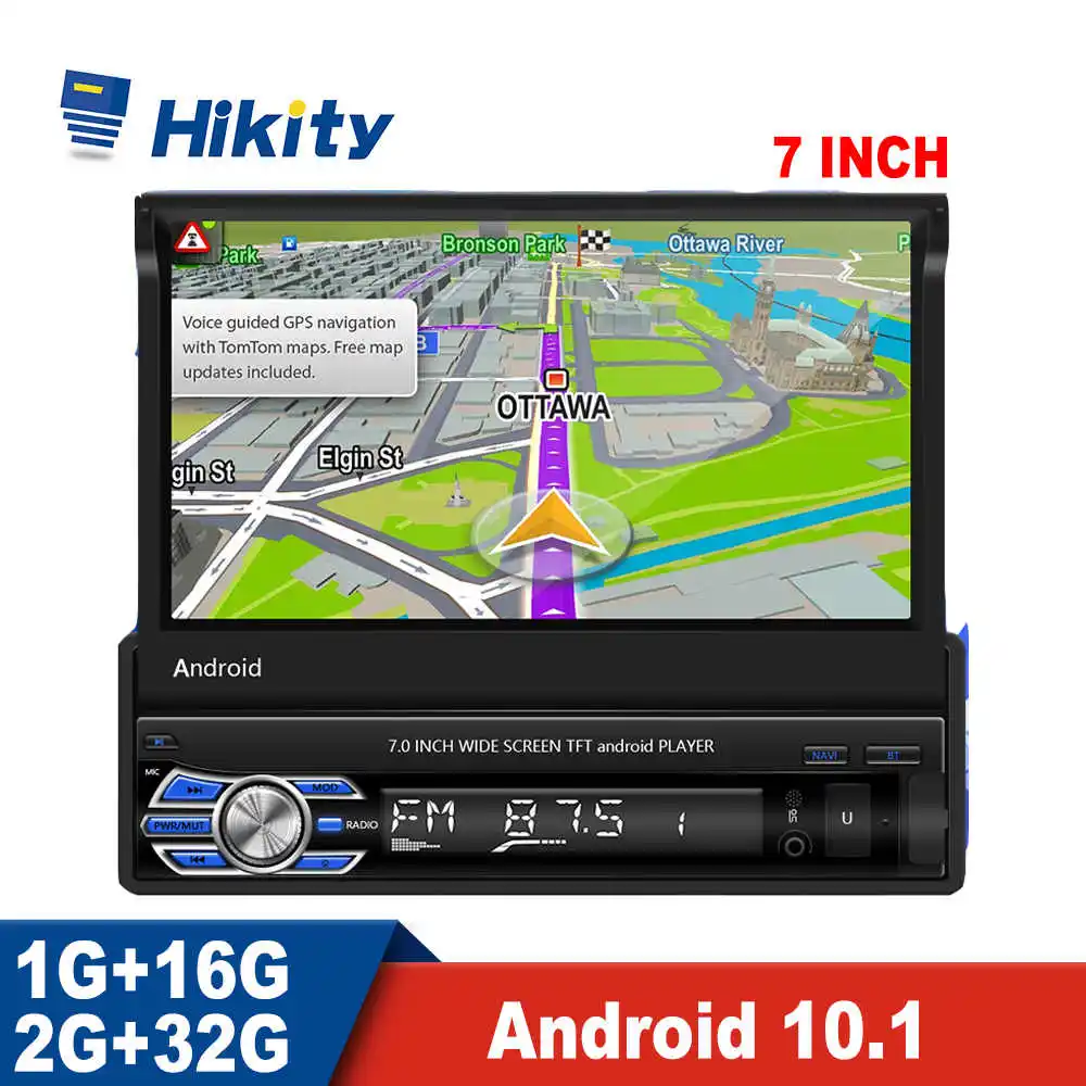 Автомобильный мультимедийный плеер Hikity 1DIN с четырехъядерным процессором 7