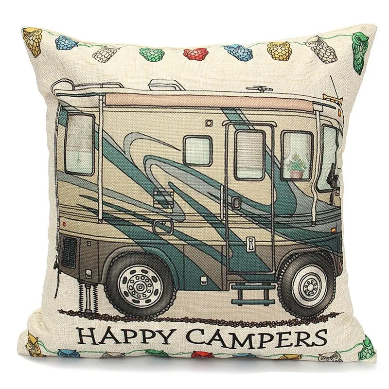 Чехол для подушки автомобиля Campers хлопковый льняной чехол Happy and дивана