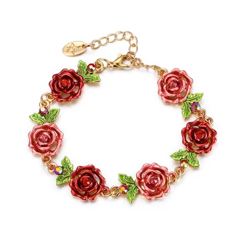 

Tuliper Rose Flower Bracelet For Women Charm Wristband Party Bridesmaid Charming Jewelry Gifts Girls Dropshipping Enamel Femme