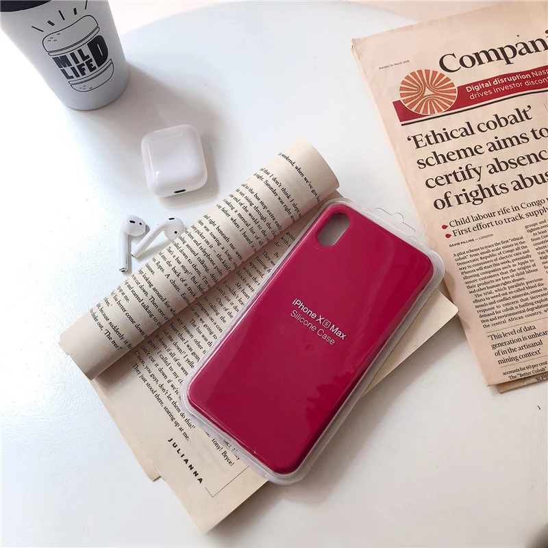 100 шт. официальный жидкий силиконовый чехол для iPhone 11 Pro Max X XS XR 7 8 6 6S Plus противоударный защитный чехол - Цвет: Roes Red