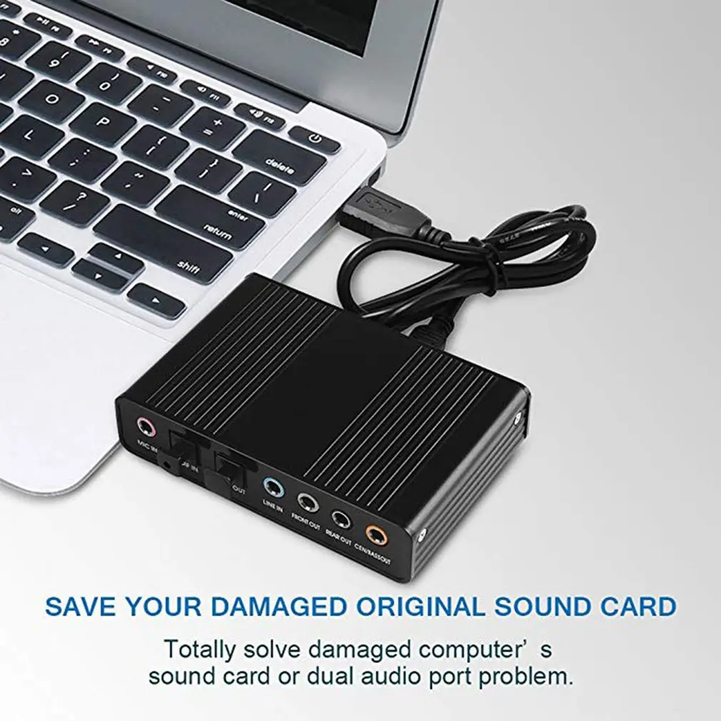 6 каналов внешняя звуковая карта USB 2,0 Внешний 5,1 объемный звук оптический S/PDIF Аудио Звуковая карта адаптер для ПК ноутбука