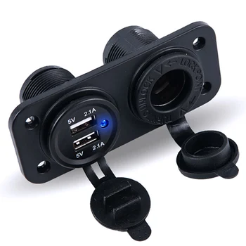 

12V Dual USB Car Cigarette Lighter Socket Splitter 12V Charger Power Adapter Outlet Accessories for Universal Car