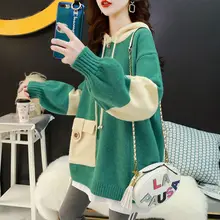 Весна/осень женские Свитера вязаные Свободные Повседневные свитера Осенняя женская одежда пуловеры с капюшоном свитера для беременных женские пальто
