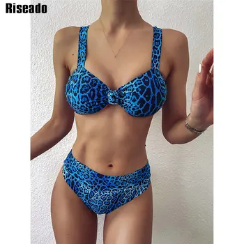 

Riseado Sexy Leopard Bikinis Set Knotted Swimwears Women Push Up Swimsuits Strap Brazilian Biquini High Waist Beach Wear 2020