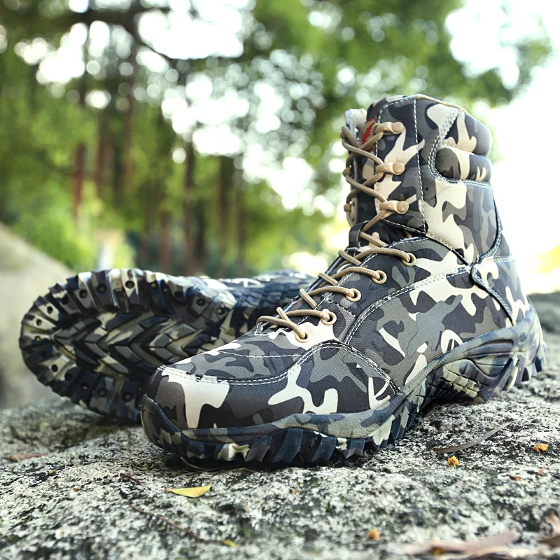 Online Männer Military Armee Boot 2018 Frühling Hohe Qualität Wasserdicht Leinwand Camouflage Taktische Kampf Wüste Stiefeletten Herren Schuhe