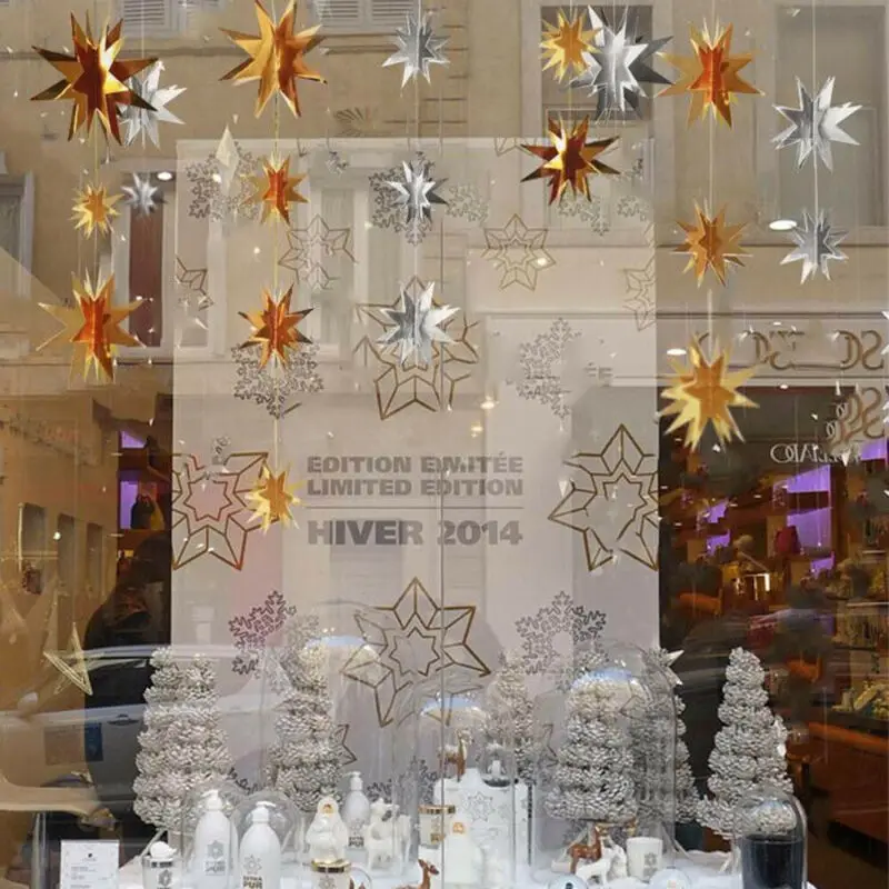6 шт./компл. 3D Рождество анис, звезда витрину Декор Xmas Tree Висячие украшения