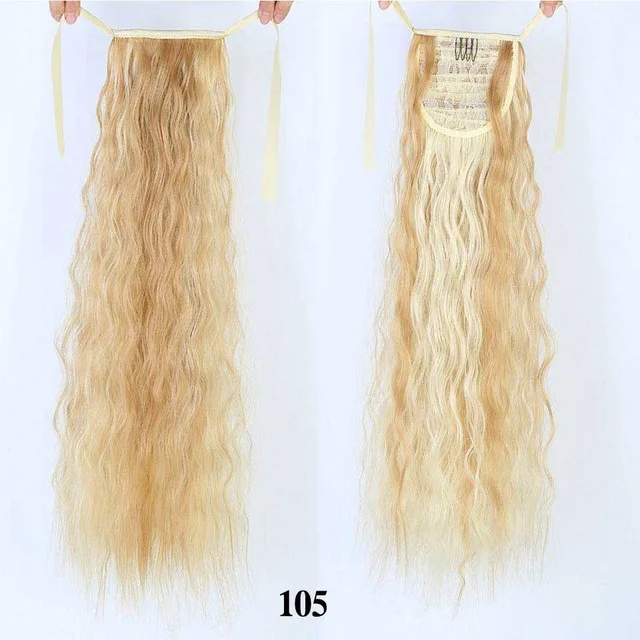 HOUYAN длинная Кукуруза кудрявая конский хвост Синтетический конский хвост Африканский пушистый хвостик удлиненные длинные волосы Tress доступны блонд - Цвет: 105