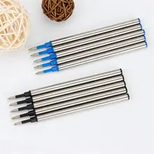 5 шт. металлические заправки, синие, черные чернила для роликовых шариковых ручек, гелевая ручка, сменные стержни для подписи, канцелярские принадлежности для бизнеса, школы, офиса