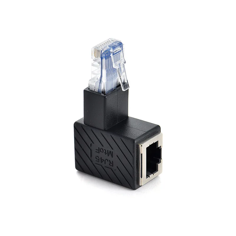 Right Angle RJ45 Male to Female Cat5/6 Ethernet LAN Extension Adapter - 90/180/270 Degree Description Image.This Product Can Be Found With The Tag Names Ethernet 90 angle adapter, Ethernet 90 degree adapter, Right angle ethernet adapter, Rj45 adapter 90 degree angle