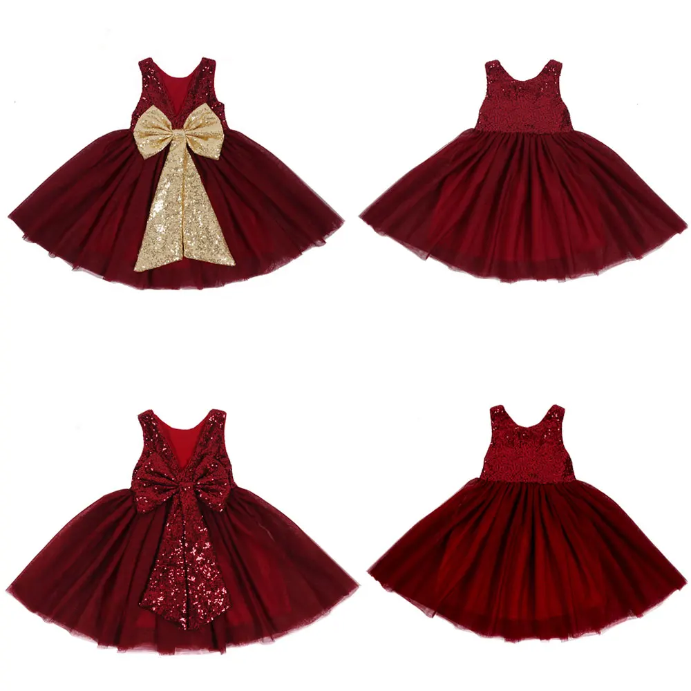 Модное винтажное платье для девочек; вечерние платья-пачки с блестками; бант на голову; свадебное платье для девочек с цветочным узором