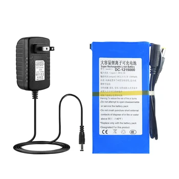 

New DC121500 High Quality Super 12.6v 15Ah Rechargeable Portable Lithium-ion Battery pack DC 12V 15000mAh With Plug+2A charger