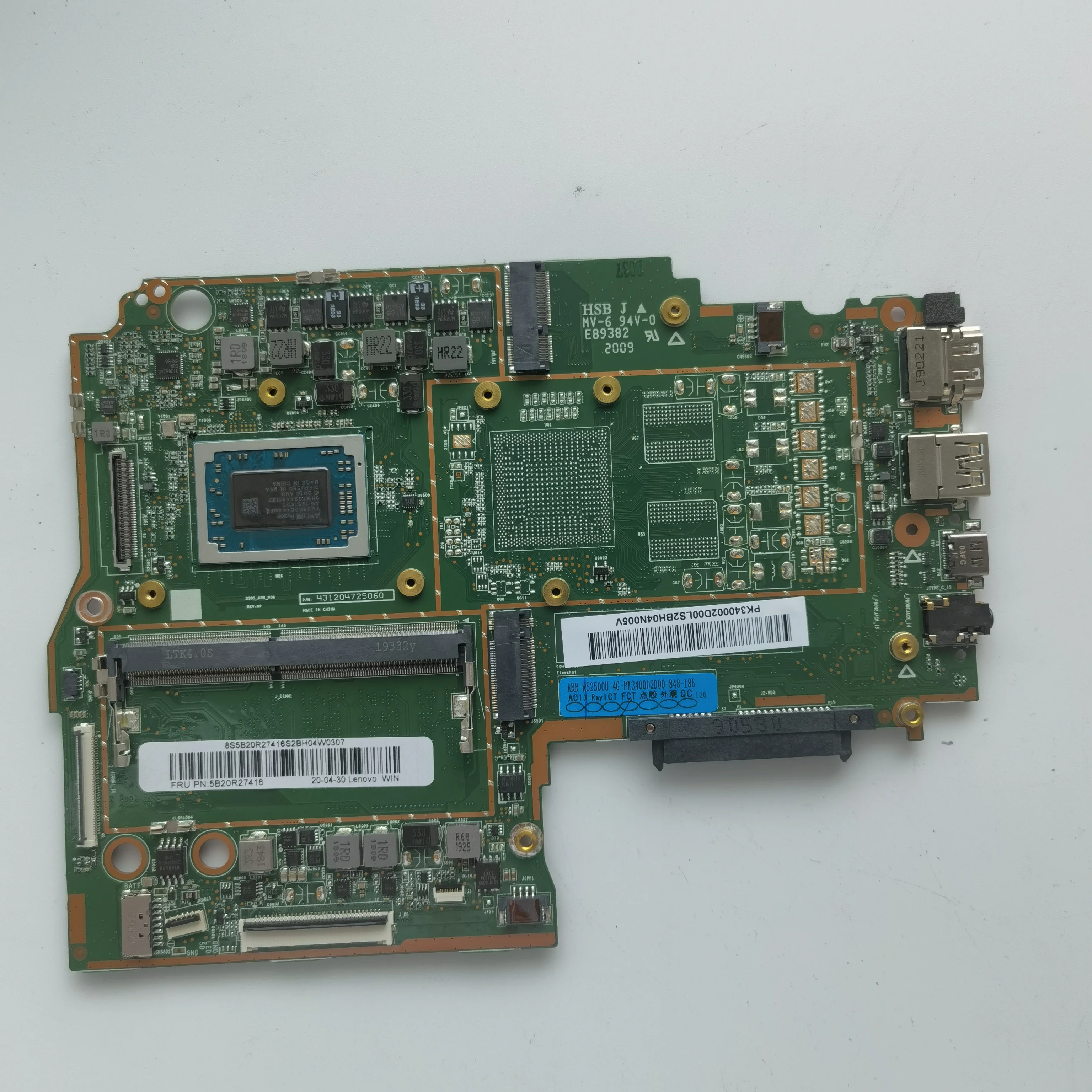 Материнская плата 5B20R27416 для ноутбука Lenovo 330S-15ARR DDR4 4G Ryzen 5 YM2500 MB 100% протестирована |