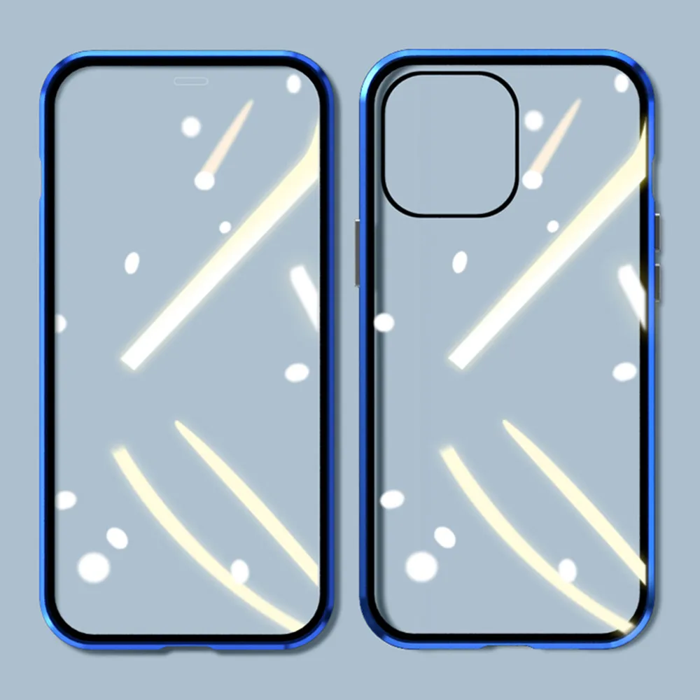 Magnetic Metal Phone Case For iPhone 13 12 11 Pro XS Max XR X 8 7 6s 6 Plus SE2 Double-Sided Glass Full Protection Magnet Cover