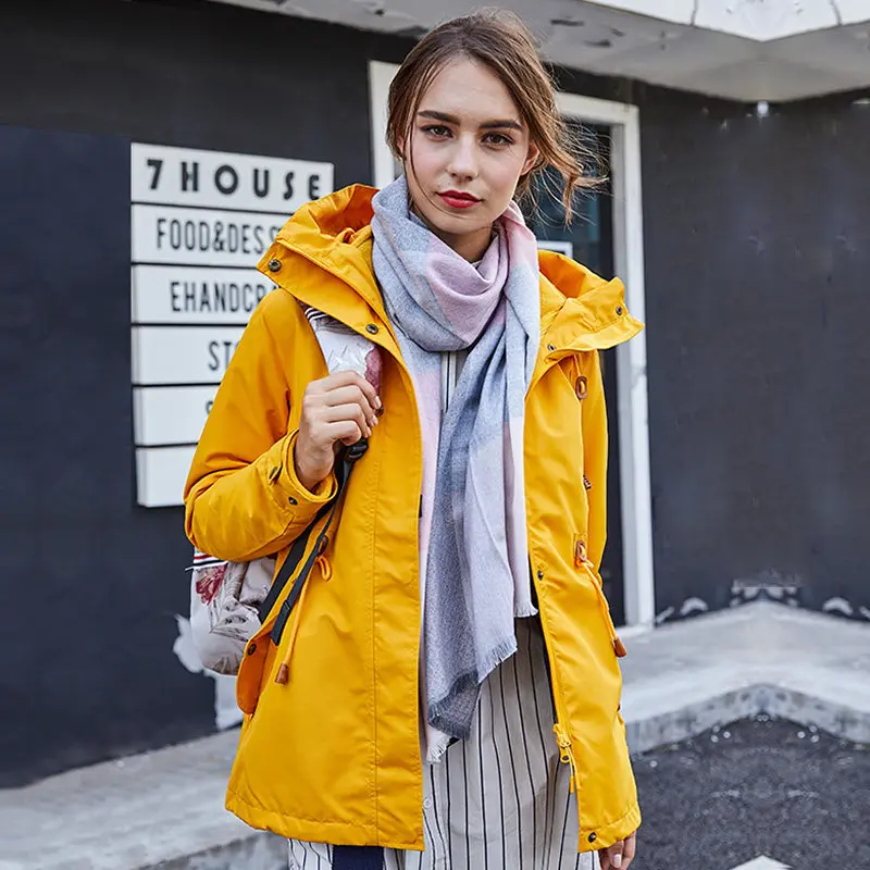 

Long Section Women's Clothing Two-piece Suit Jacket Yellow Detachable Jacket Female Autumn and Winter Models