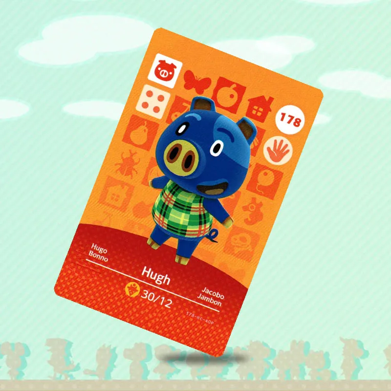 178 Хью животное пересечение карты Amiibo работы для NS переключатель игры новые