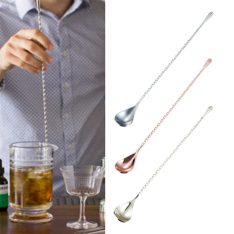DIY ложка для смешивания коктейлей из нержавеющей стали спиральный узор барная