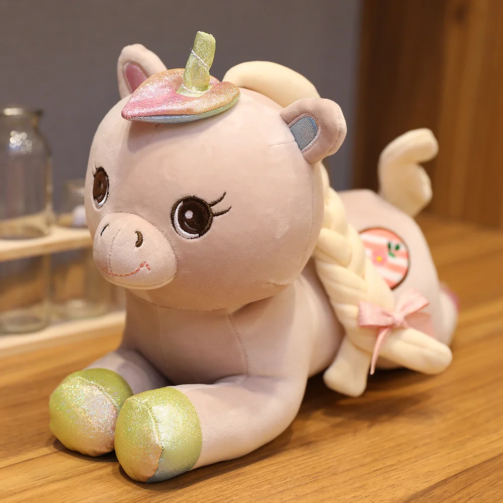 40-60 см цветок коса милые Kawaii Единорог Плюшевые игрушки Мягкая Подушка куклы милые животные лошадь дети девочки подарок