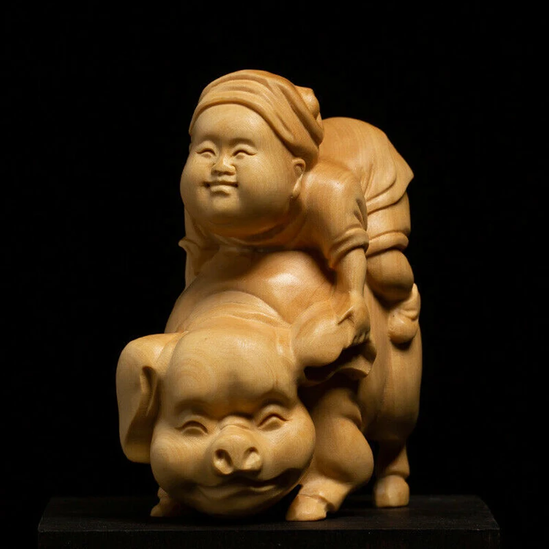 Lovely Kids Y6153-2" Hand Carved Japanese Boxwood Netsuke 