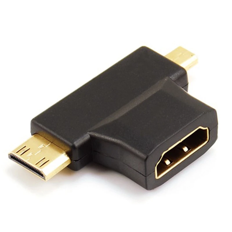 3 в 1 Micro HDMI male+ Mini HDMI male to HDMI 1,4 женский кабель адаптер конвертер для HDTV 1080P HDMI кабели