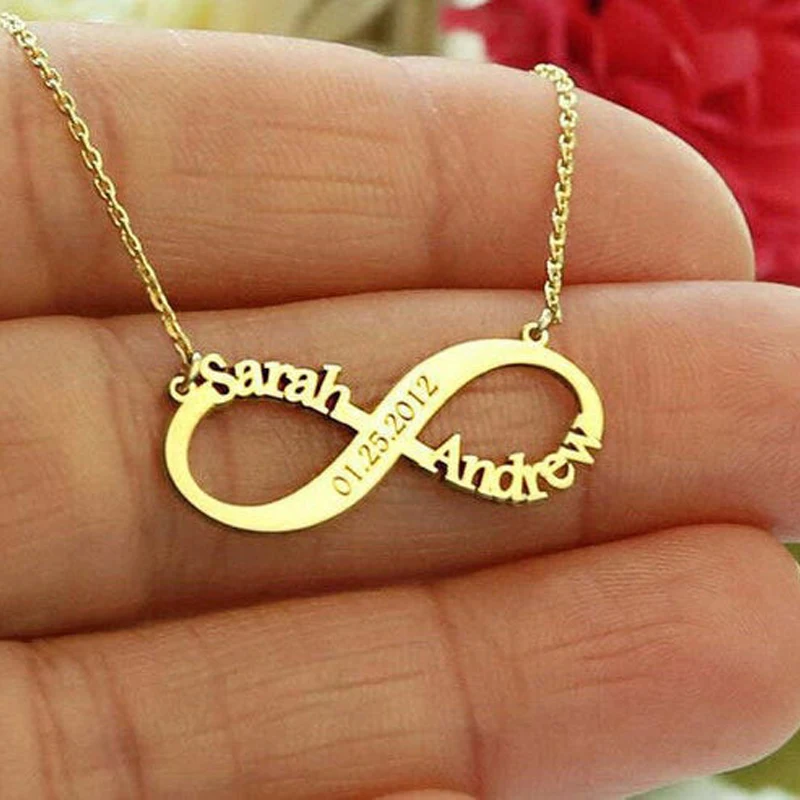 

Personalized Custom Name Infinite Necklace Collares Bijoux Customized Nameplate Gold Chain Necklaces For Women Bridesmaid Gift