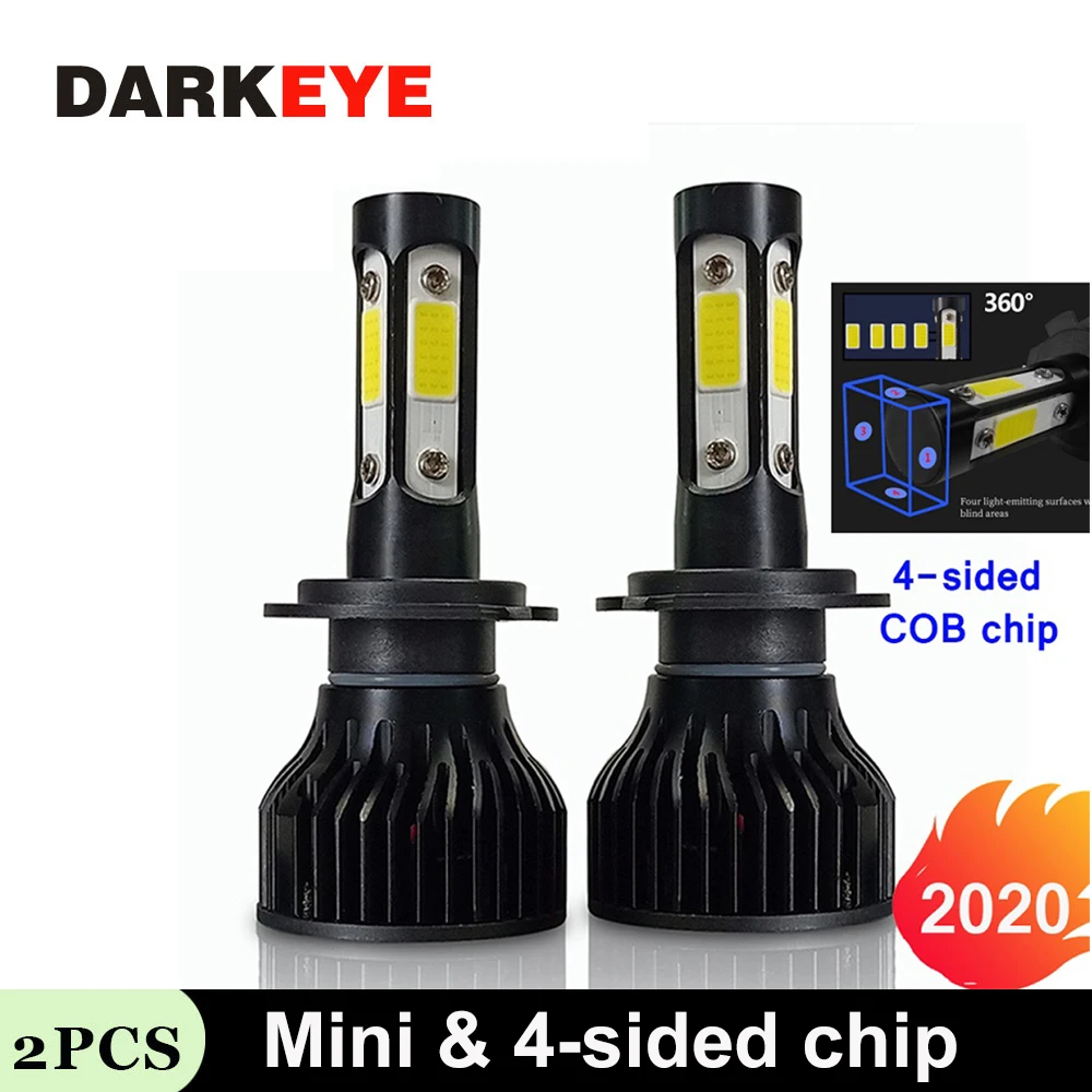 

2PCS H4 H7 LED Car Headlight 4-sided chip H3 H11 H8 H9 H1 LED 9006 HB2 9003 HB3 9000LM HB5 HB4 9005 Car Lights Bulb fog light DJ