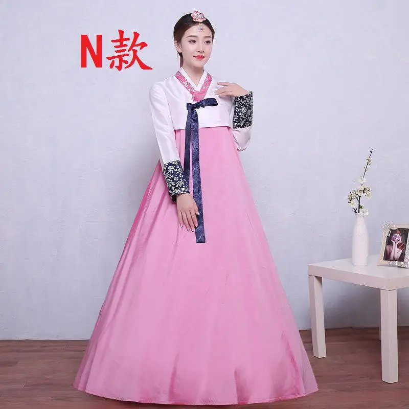 Корейский стиль женское платье для танцев цветок сексуальное вечернее платье Национальный женский Королевский ханбок одежда древний Косплей Костюм - Цвет: Style N