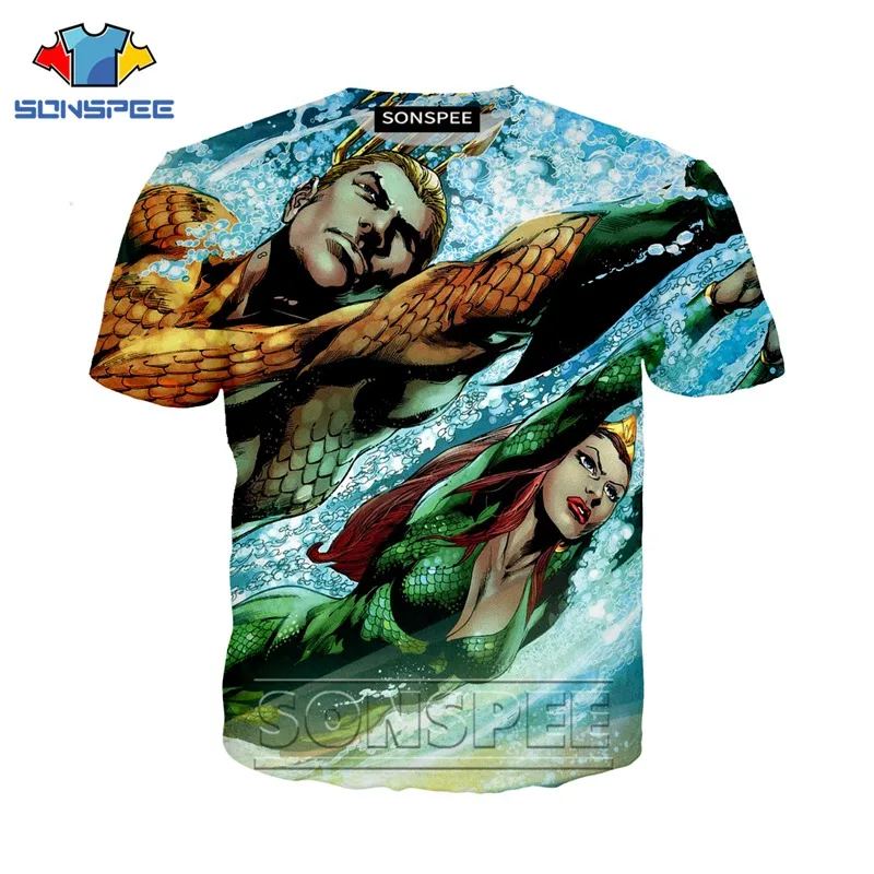 Аниме 3d печать игра футболка Aquaman фильмы верхняя одежда логотип для мужчин и женщин модная футболка Harajuku Детские рубашки homme футболка A201 - Цвет: 04