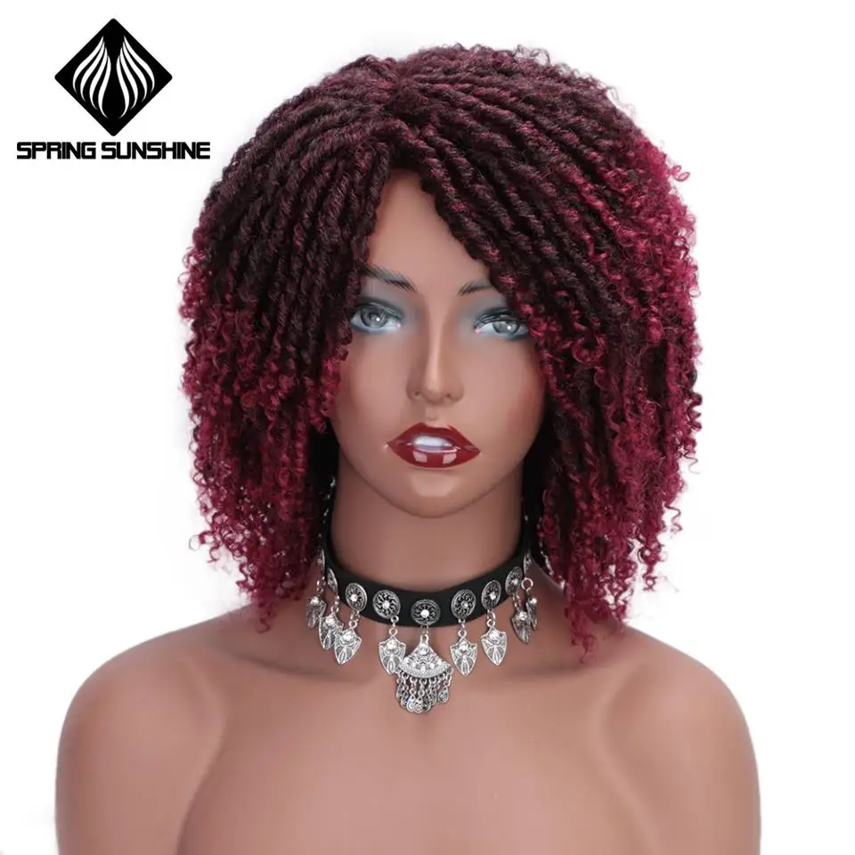

Soft Dreadlock Ombre Burg Wigs 6inch Short Synthetic Wigs For Black Women High Temperature Fiber Faux Locs Crochet Twist Hair