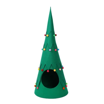 

Hot Sale Christmas Tree Pet Nest Fun Safe and Comfortable Felt Material Green Pet Supplies