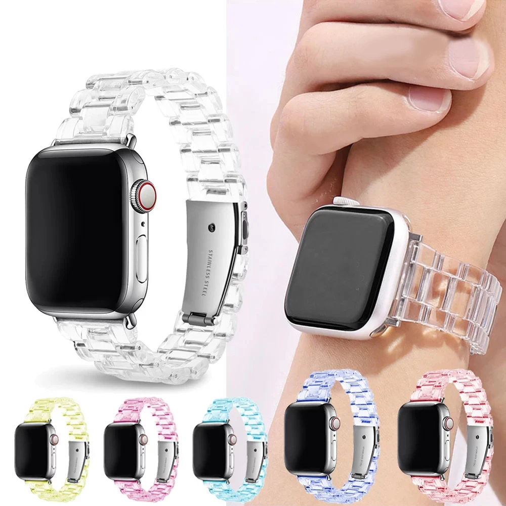 

Прозрачный ремешок для Apple Watch 6 Band 42 мм 38 мм 44 мм 40 м, браслет для iwatch Series 5 4 3 2, браслет для iwatch 5 4