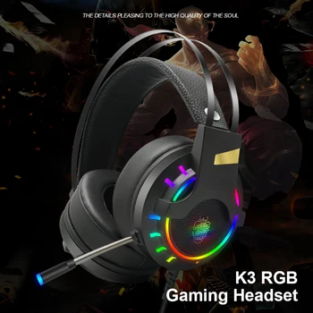

3.5mm USB 7.1 RGB Light Audio Headset for Computer PC Gamer for Computer Tablets Smartphone K3 Wired Headphone