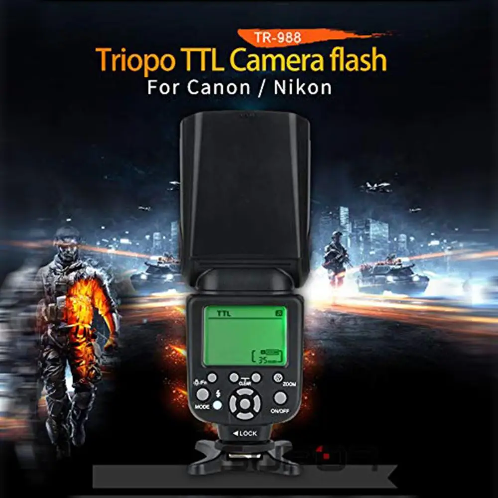 Skup TRIOPO TR 988 lampa błyskowa profesjonalna lampa błyskowa Speedlite TTL z szybką synchronizacją do aparatu Canon Nikon lustrzanka cyfrowa PK YN560IV