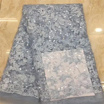 

African Lace Fabric pink 2020 sky blue High Quality Lace Sequins French Net Lace Tulle Mesh Fabrics 3D Lace Wedding Dress green