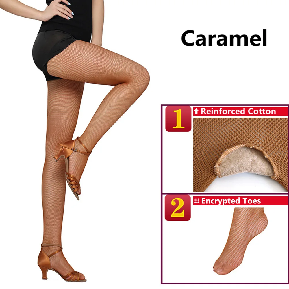 Профессиональные носки для латинских танцев в сеточку с промежностью, латинские аксессуары для танцевальной одежды, карамельные чулки для балета, для взрослых