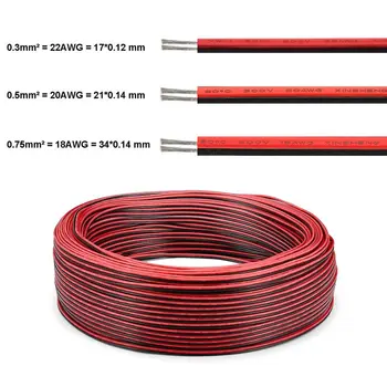 

2 Pin Cable SM JST LED Connector Cable 0.3mm 2 Core Electric Tinned Copper Wires 2pin Wire For 3528 2835 LED Strip Light Driver